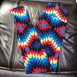 LulaRoe One Size leggings, NEW, multicolor, gorgeous Aztec pattern, fits 2-10